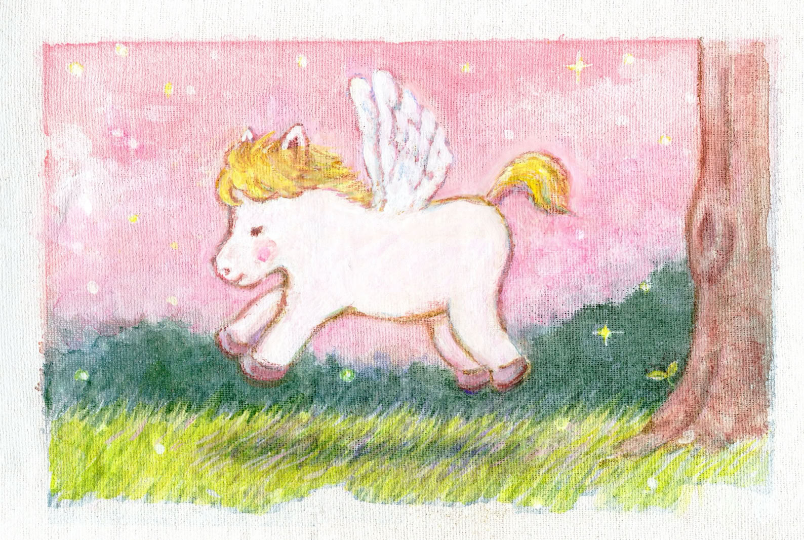 トップページのための絵（ペガサスの赤ちゃんの”First Step”）